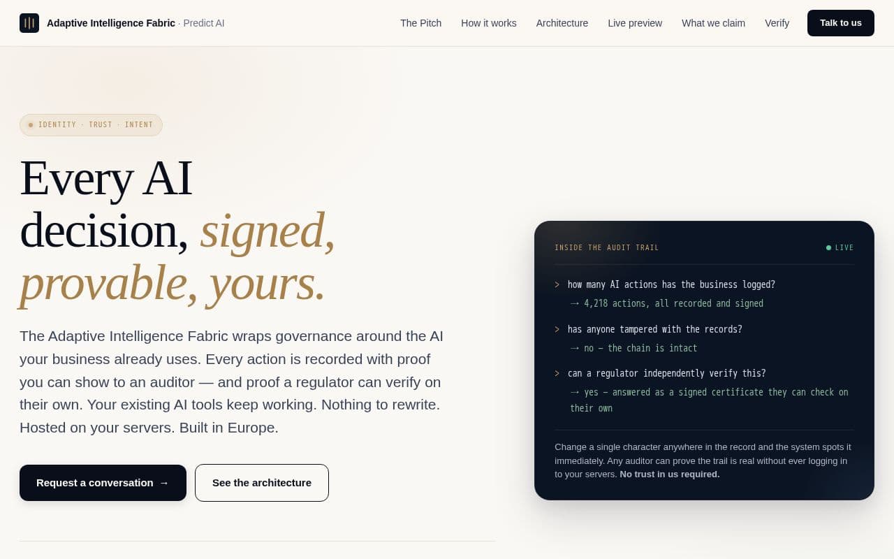Adaptive Intelligence Fabric screenshot