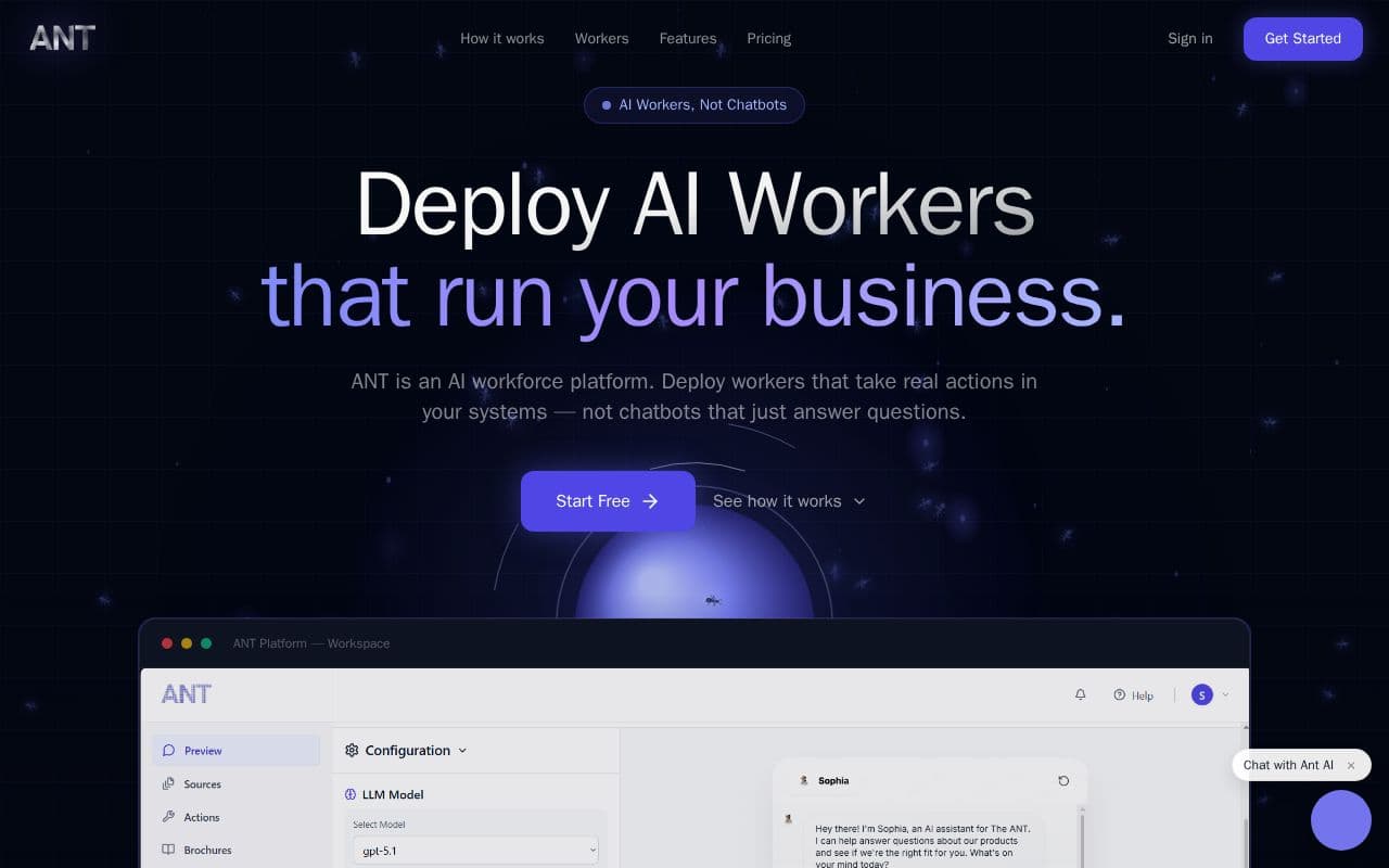 ANT : AI Workforce Platform screenshot