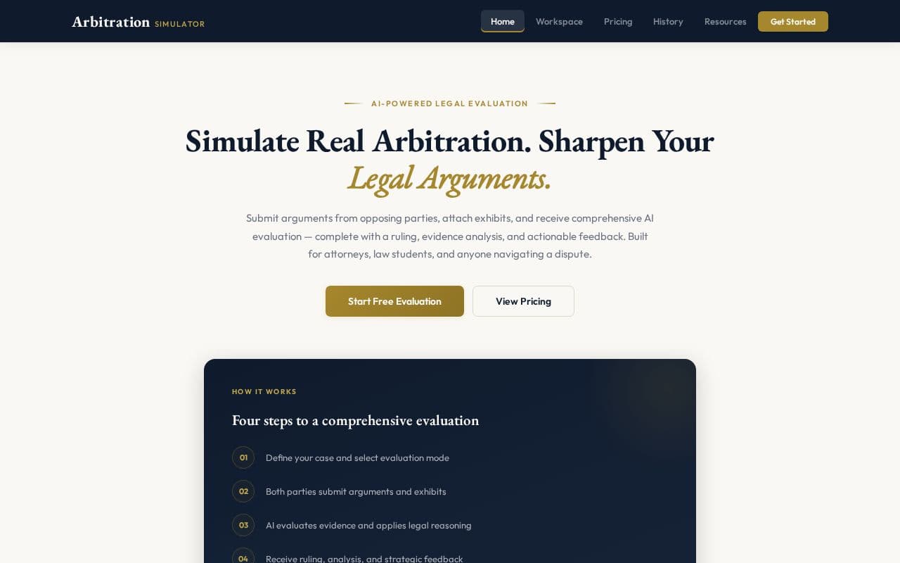 ArbitrationSimulator.com screenshot