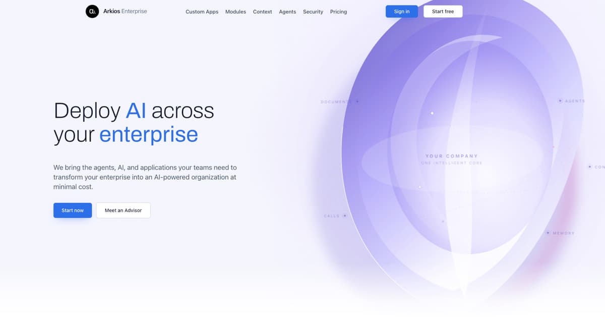 Arkios, Enterprise AI screenshot