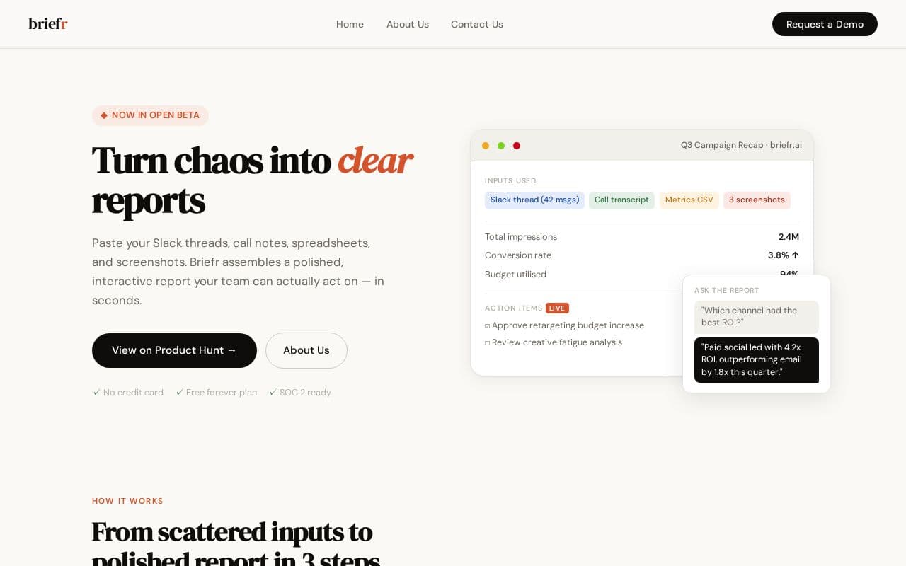 Briefr screenshot