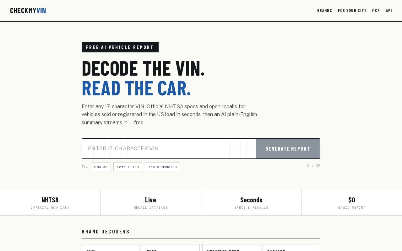 CheckMyVIN screenshot