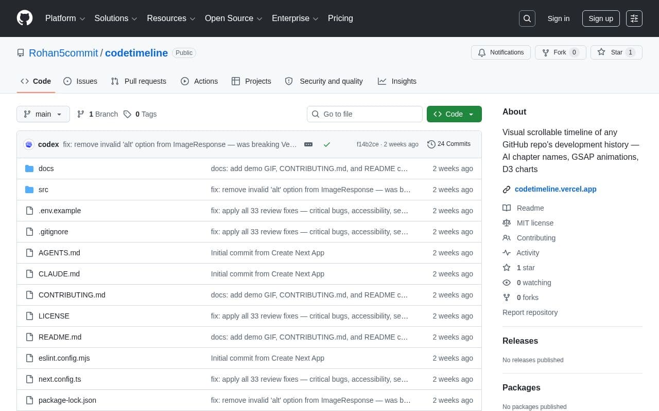 CodeTimeline screenshot
