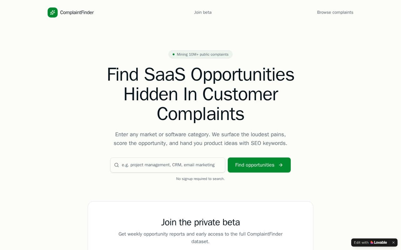 ComplaintFinder screenshot