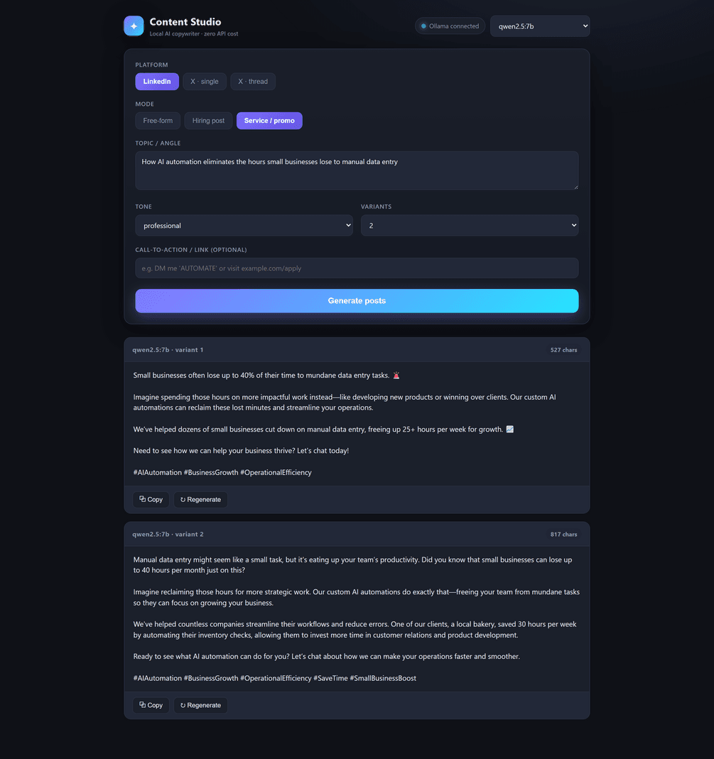 Content Studio screenshot