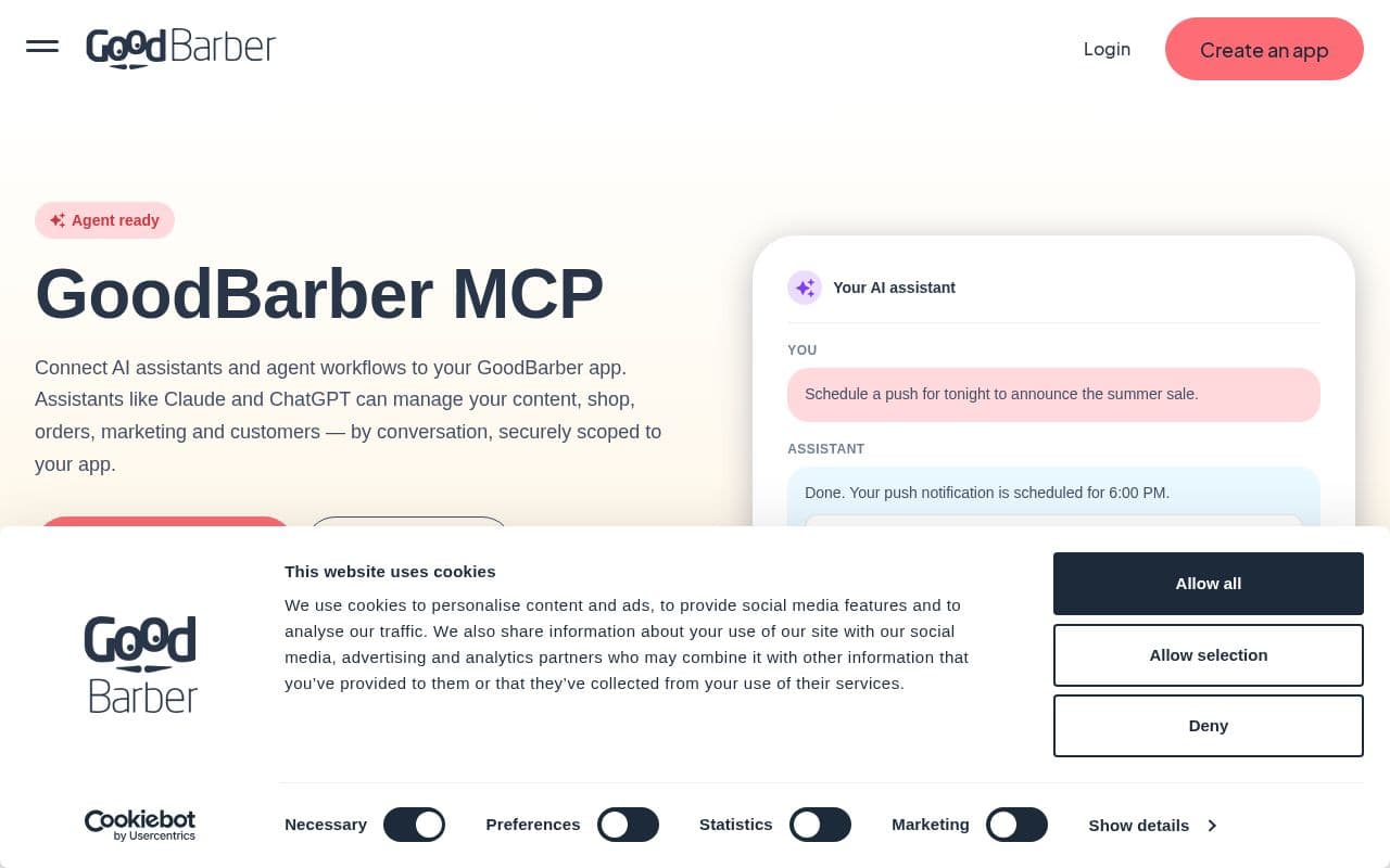 GoodBarber MCP screenshot
