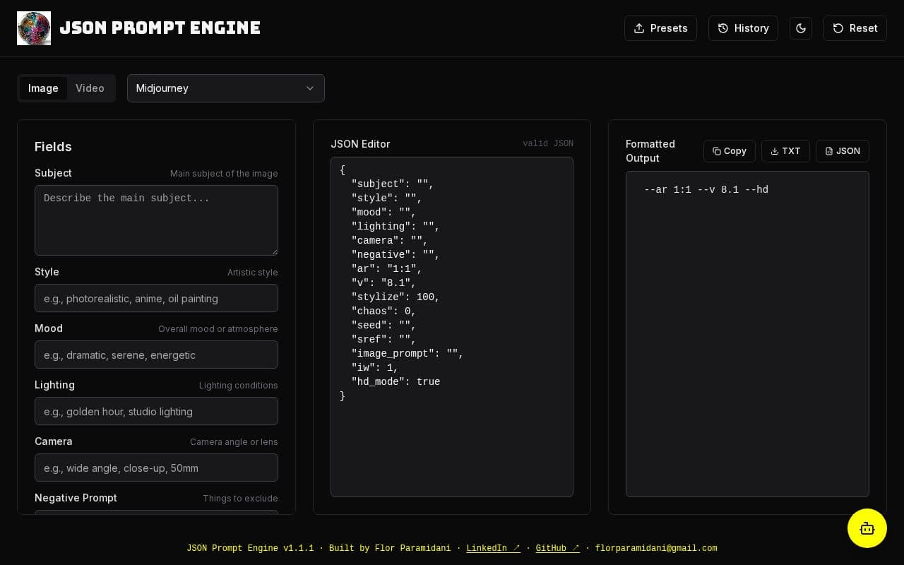 JSON Prompt Engine screenshot