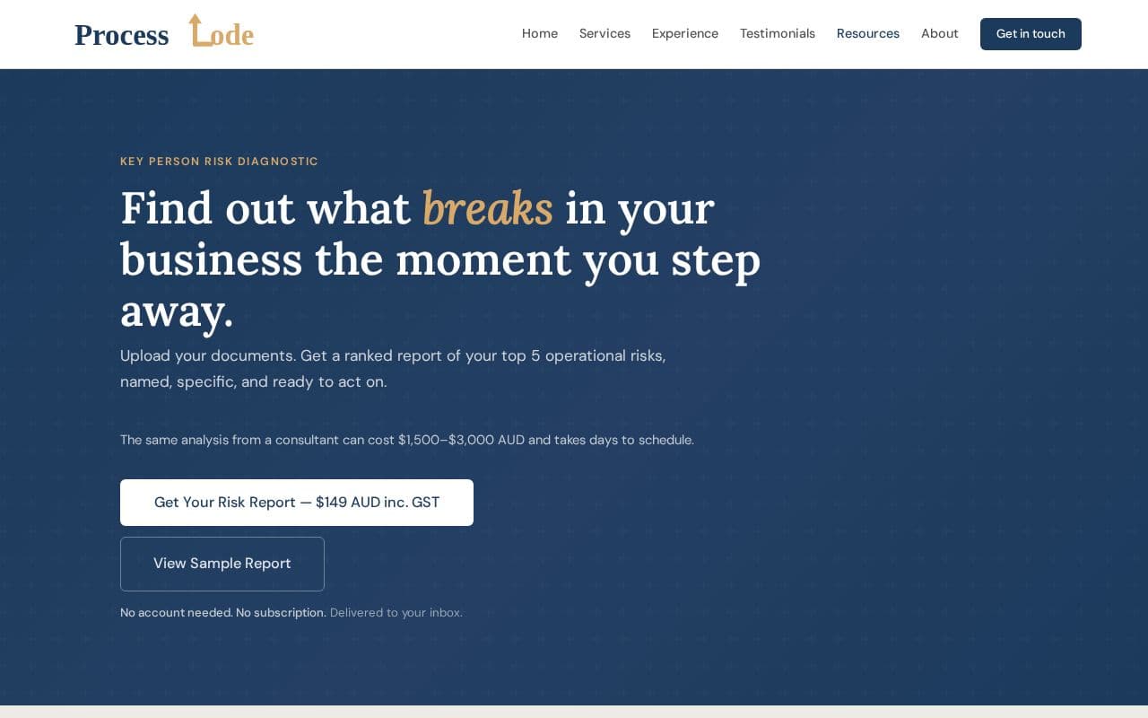 Key Person Risk Diagnostic screenshot