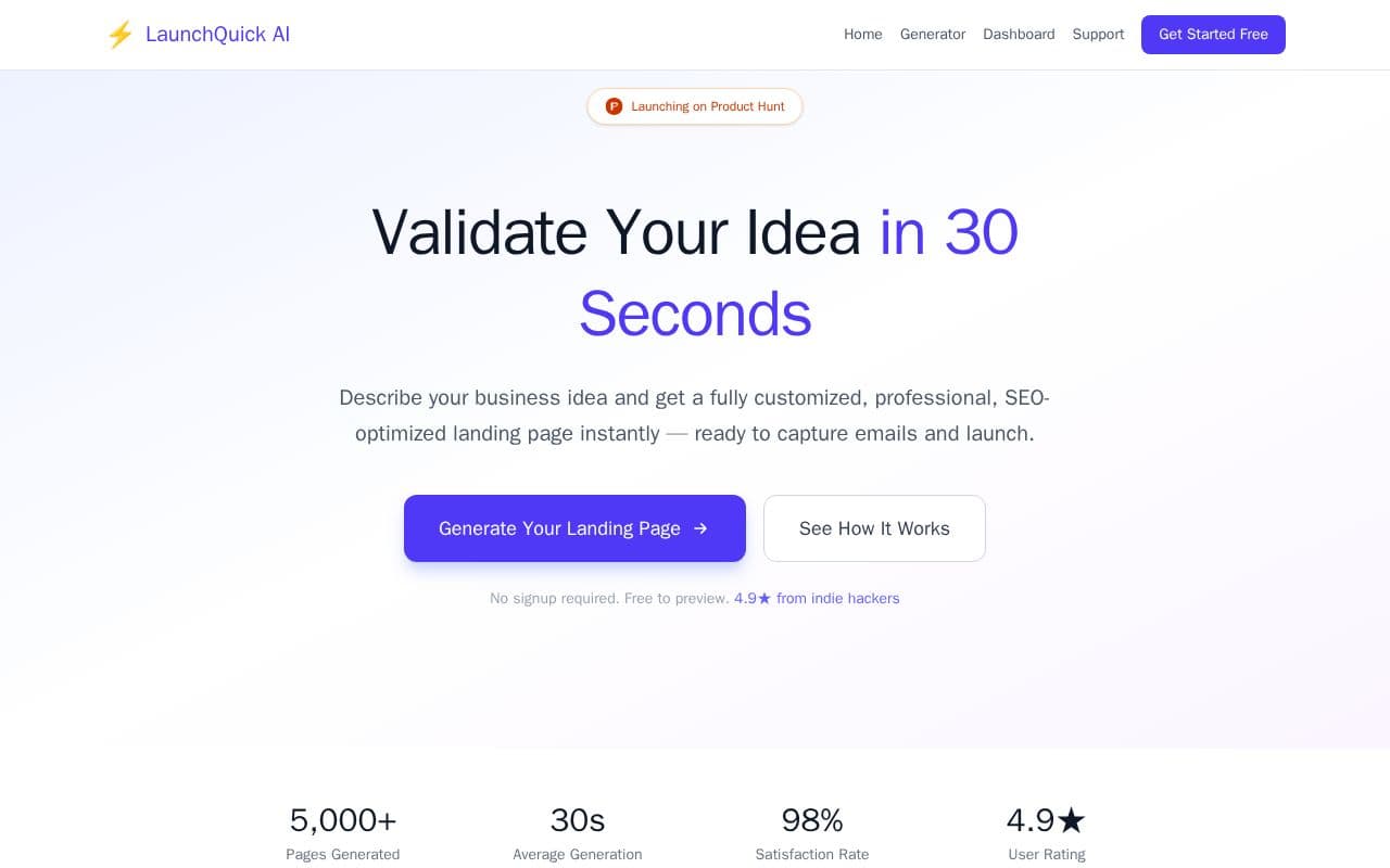 Launchquick.ai screenshot
