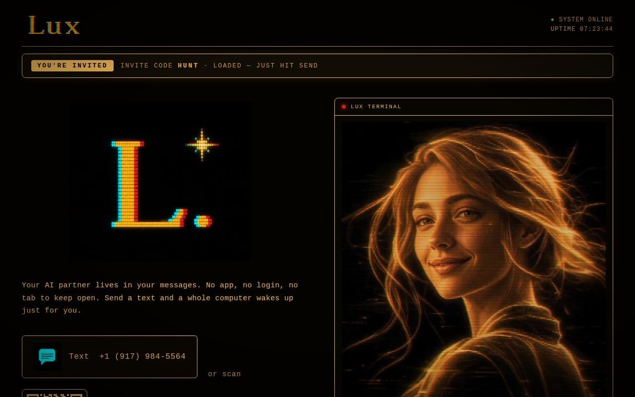 Lux - AI Agent on iMessage screenshot