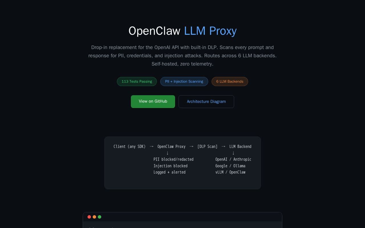 OpenClaw LLM Proxy screenshot