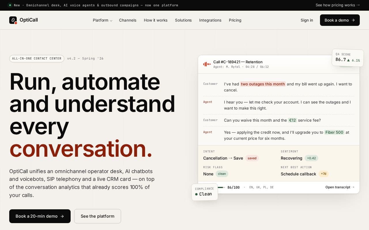 OptiCall Solutions  screenshot