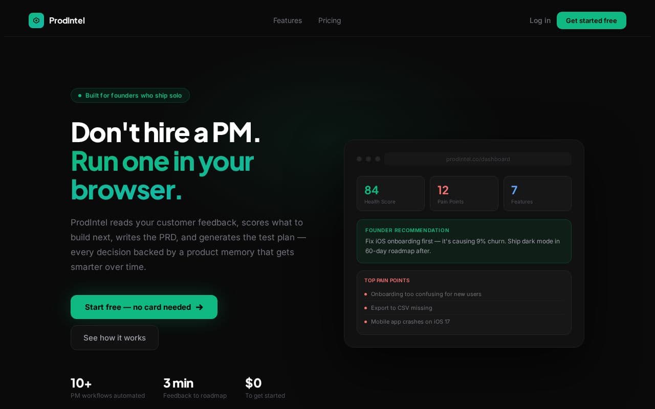 ProdIntel screenshot