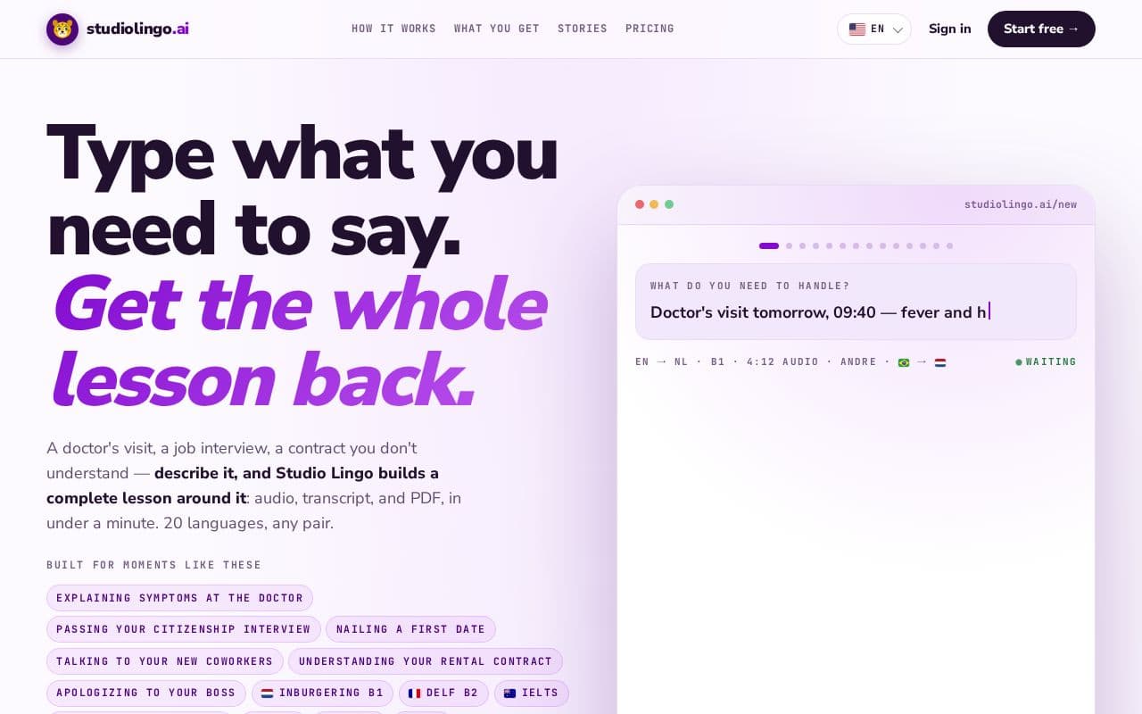 studiolingo.ai screenshot