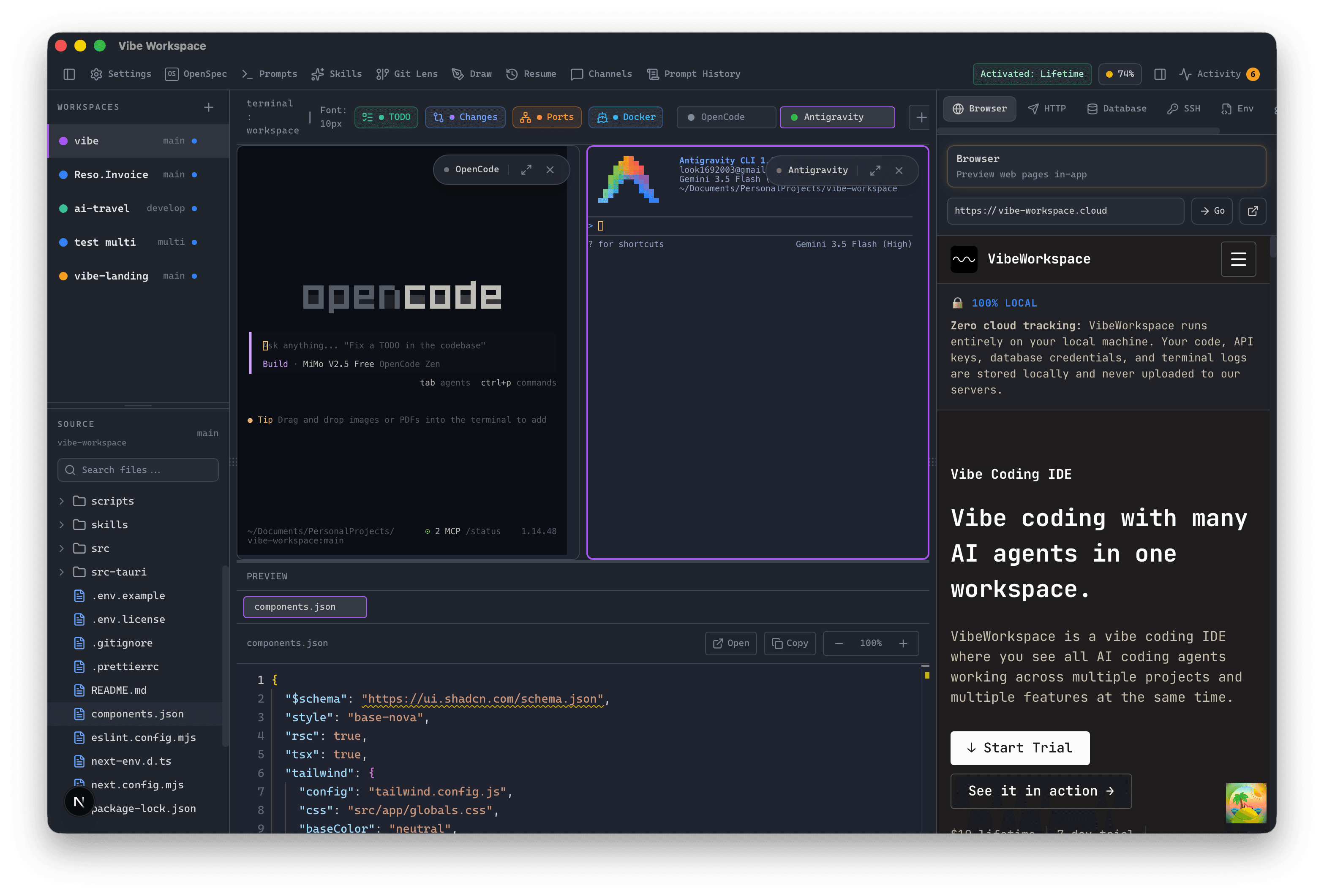 Vibe Workspace screenshot