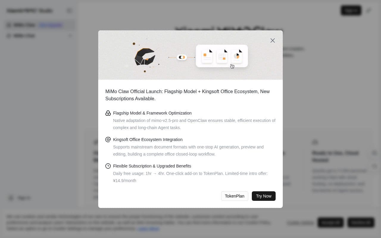 Xiaomi MiMo Claw screenshot