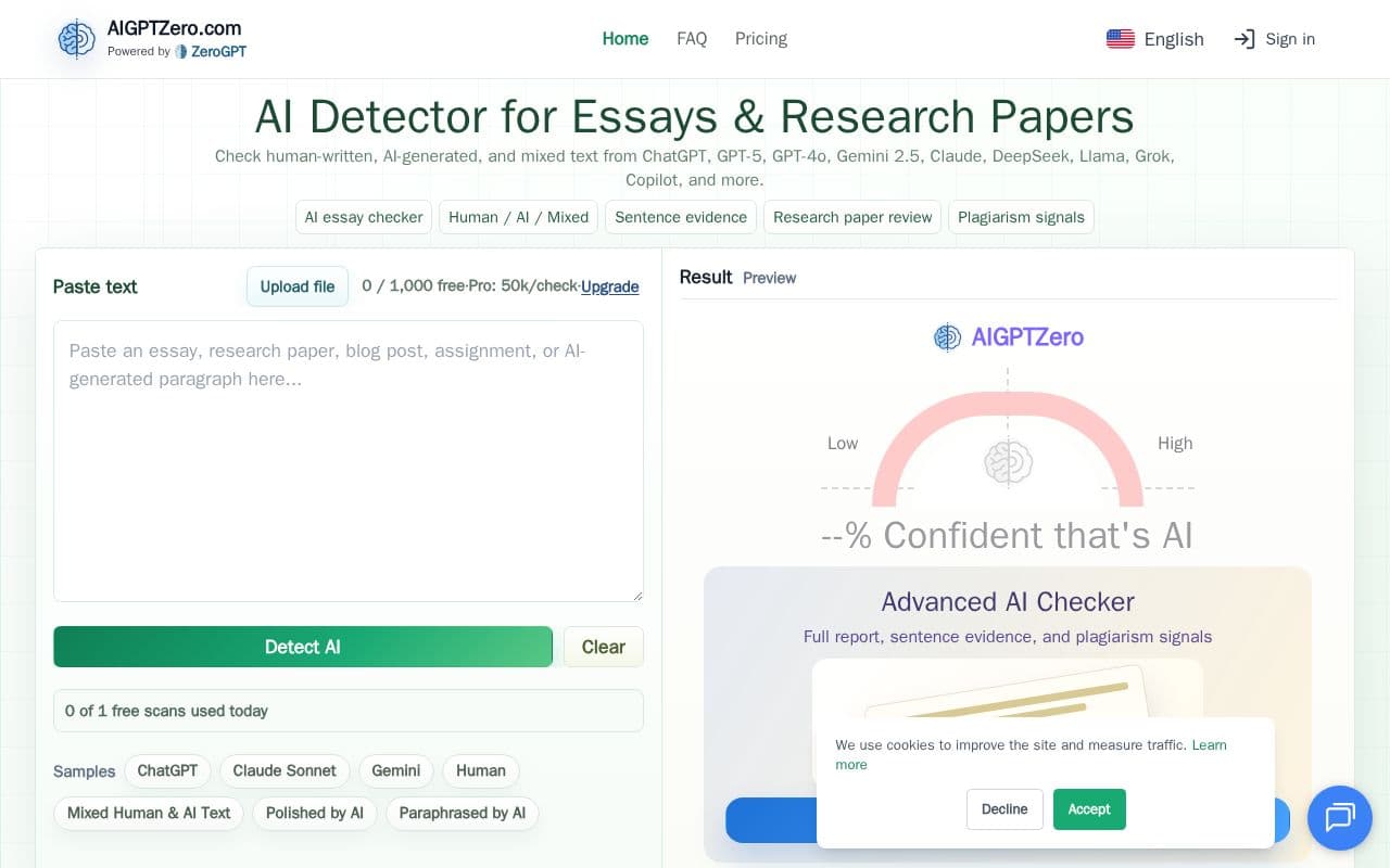 AIGPTZero screenshot