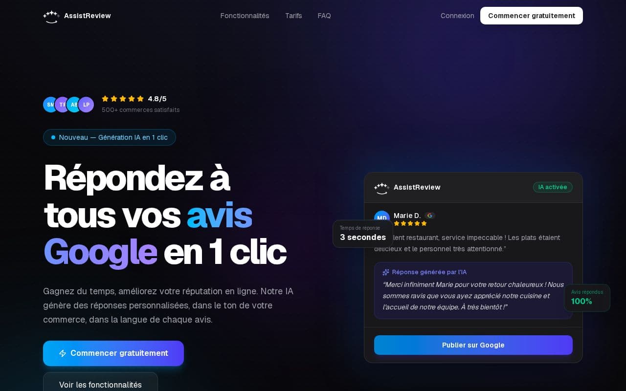 AssistReview : avis Google IA en 1 clic screenshot