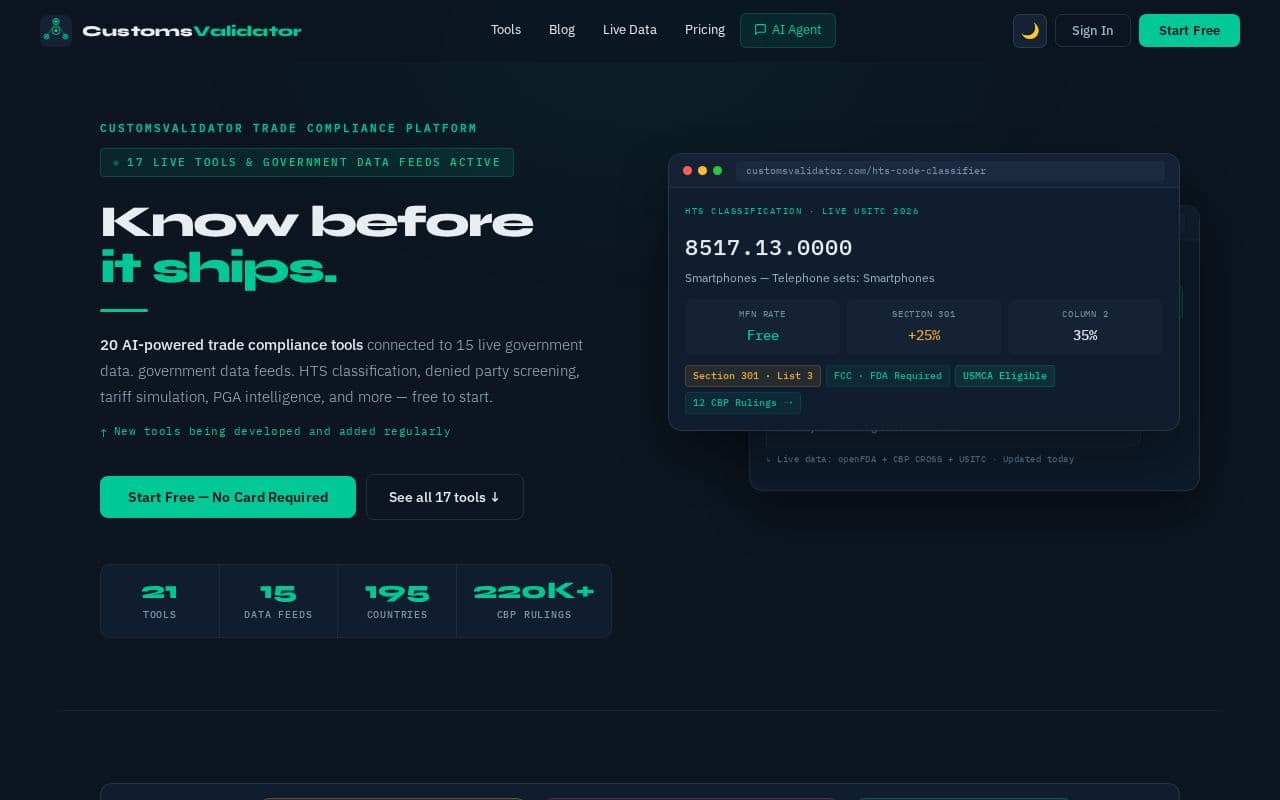 Customs Validator screenshot