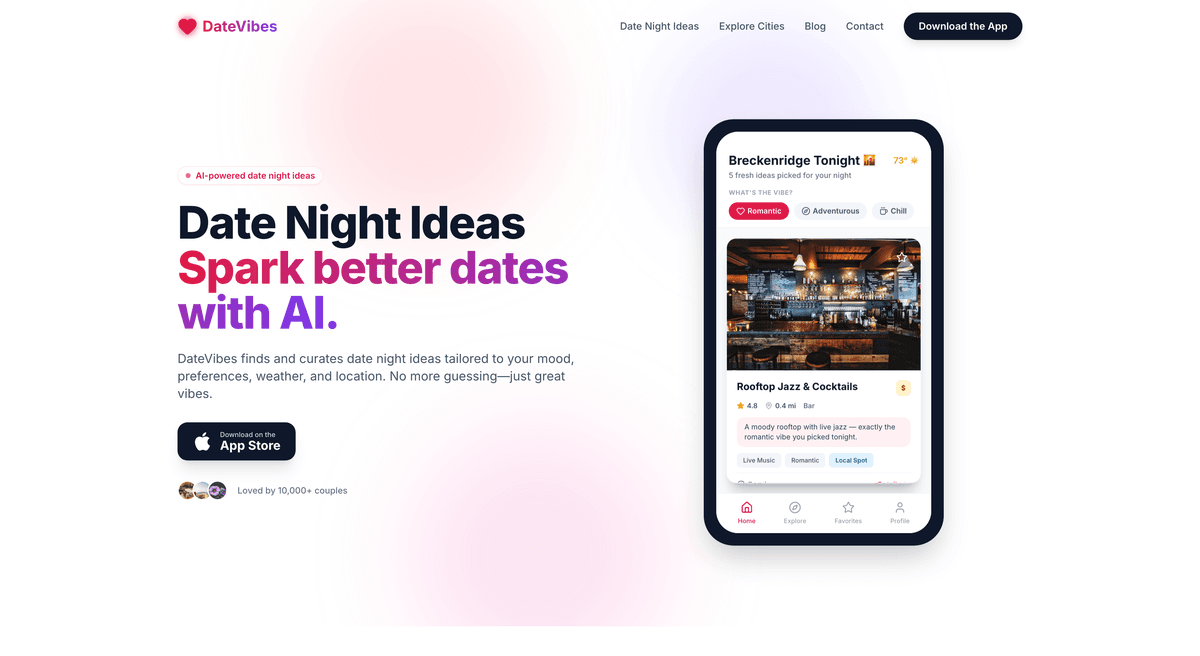 DateVibes - AI Date Night Ideas screenshot