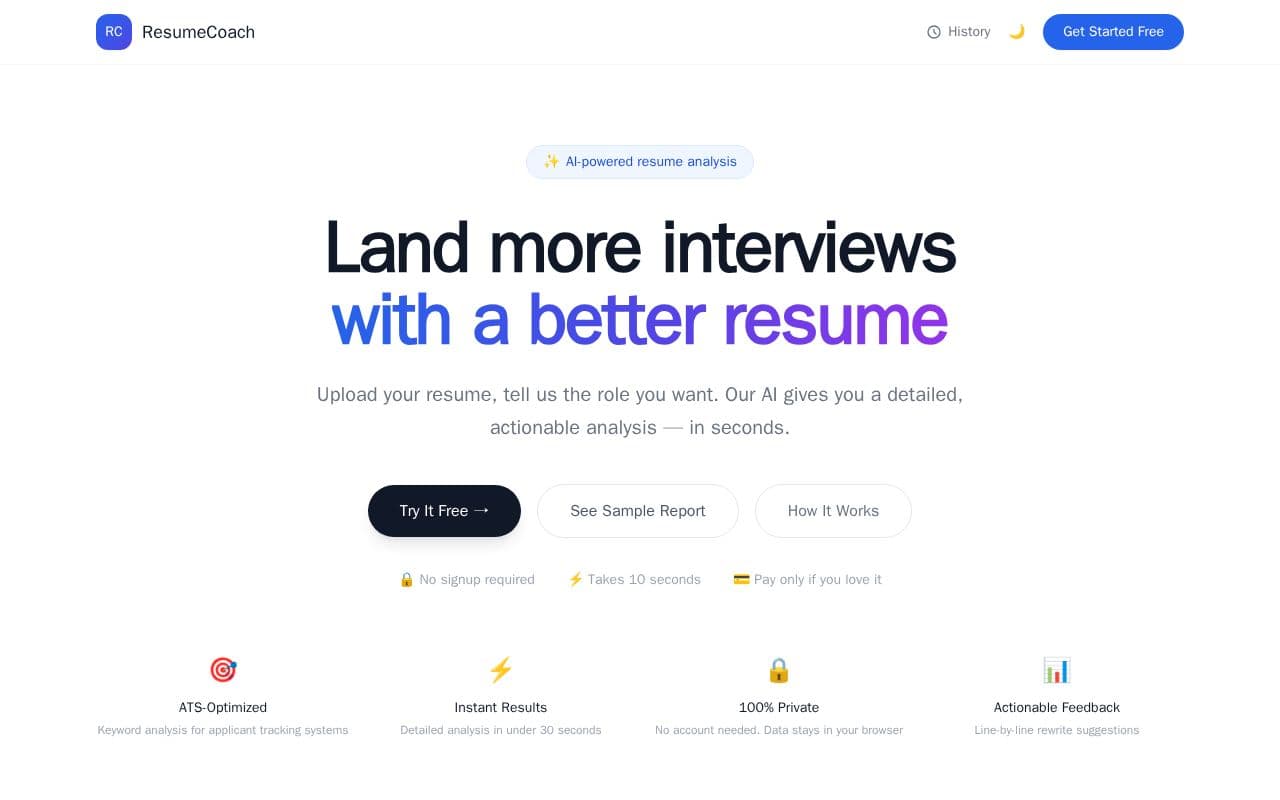 Free AI resume analyzer screenshot