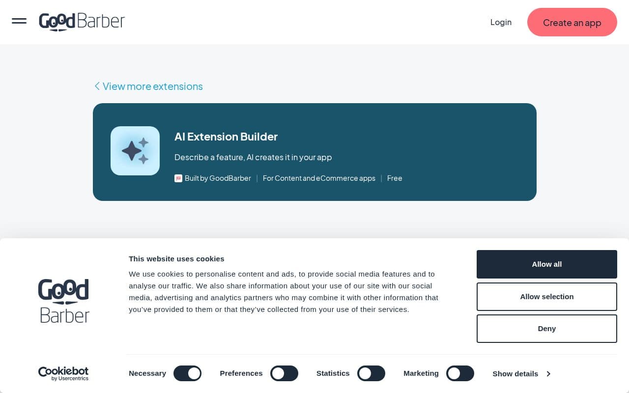 GoodBarber - AI Extension Builder screenshot