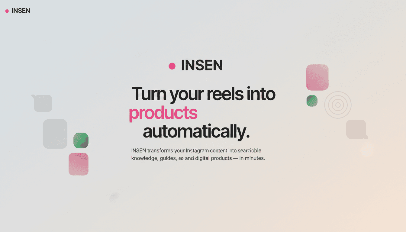 INSEN converts IG Reels into products. screenshot