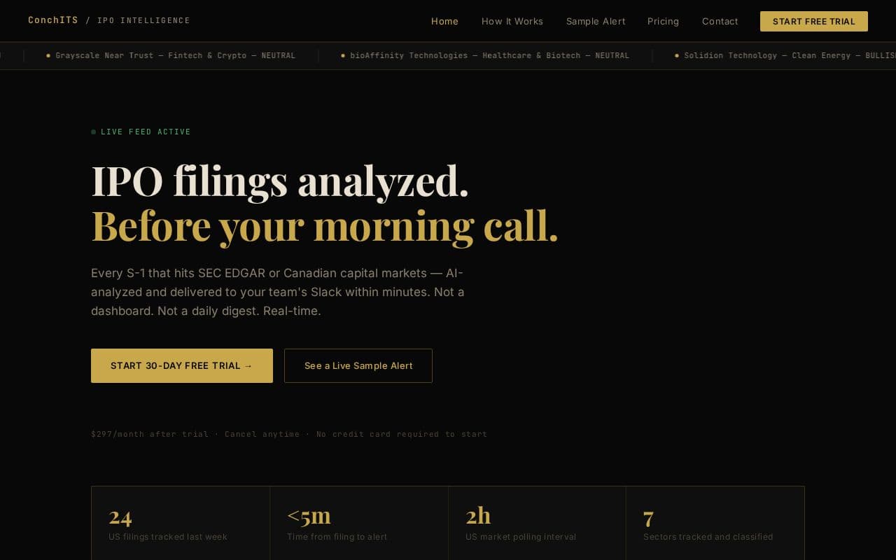 IPO Intelligence Feed — ConchITS screenshot