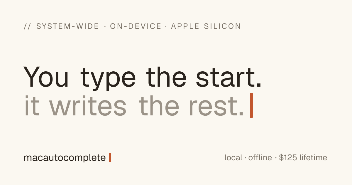 MacAutocomplete system-wide autocomplete screenshot
