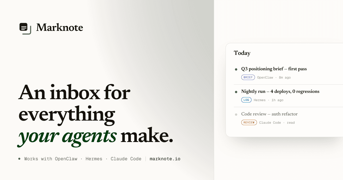Marknote — inbox for your AI agents screenshot