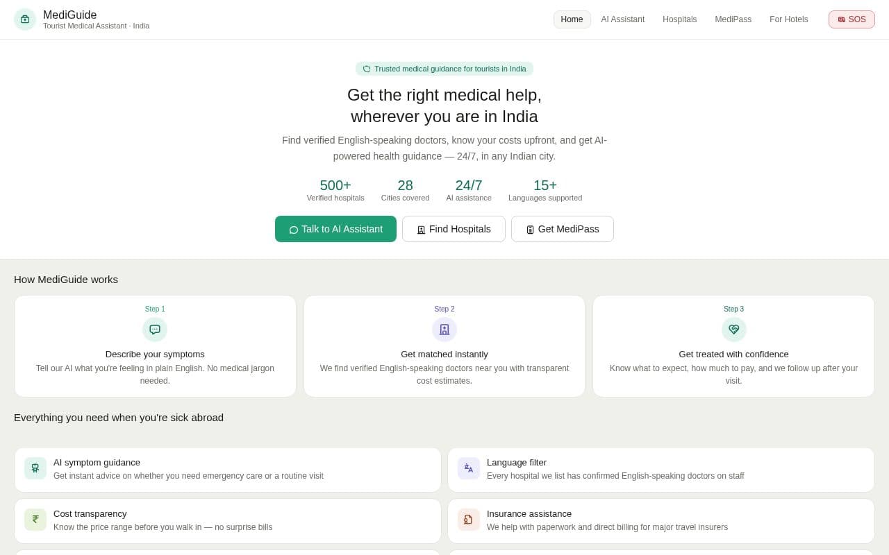 MediGuide — Tourist Medical Assistant screenshot