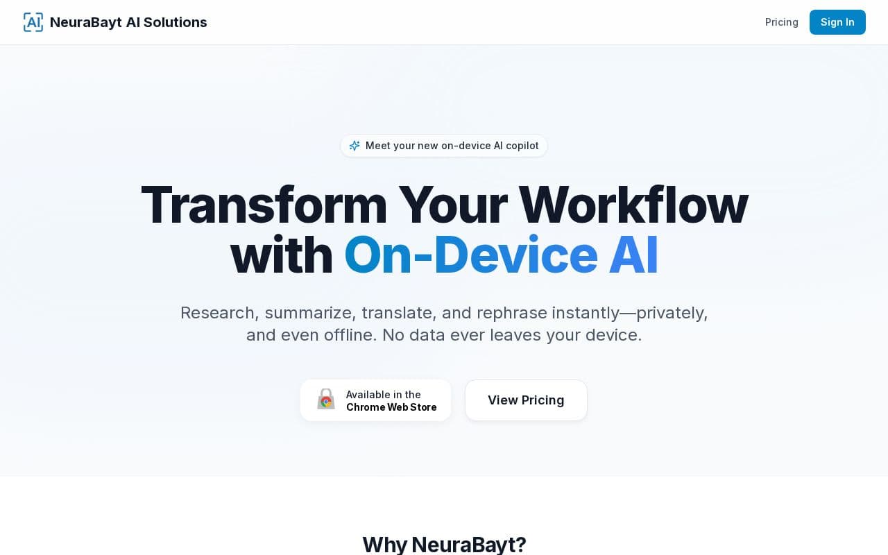 NeuraBayt Private On-Device AI Assistant screenshot