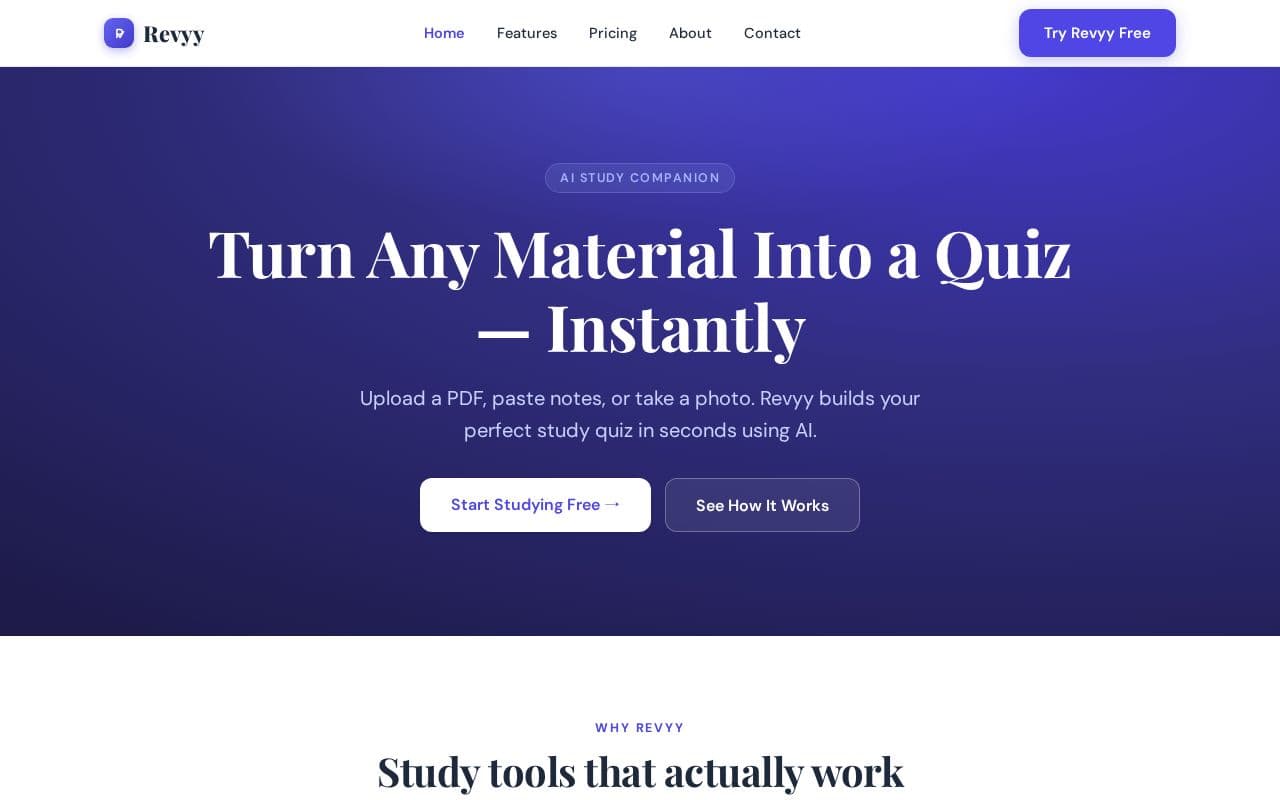Revyy — Turn Any Material Into a Quiz screenshot