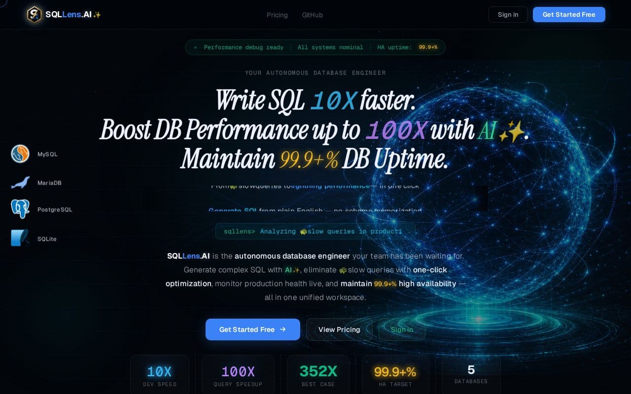 SQLLens.AI – Your AI Database Engineer screenshot