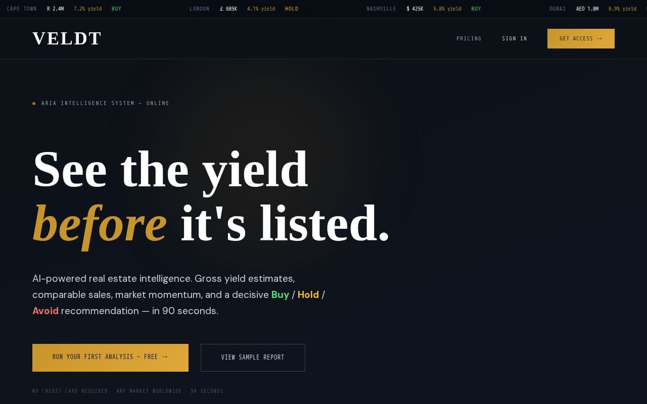 VELDT - See the yield before it's listed screenshot